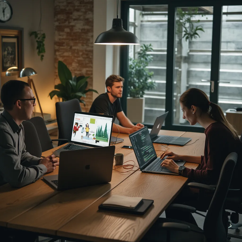 Equipo de consultores trabajando en oficina moderna